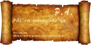 Póra Annunciáta névjegykártya